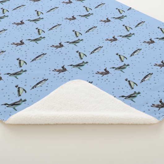 Bubel pinguïns Sherpa Blanket (lichtblauw) Sherpa Deken (3/4)