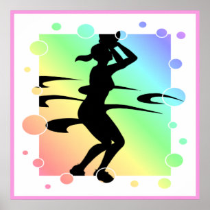 Bubely Lady Basketball Player Silhouette Poster