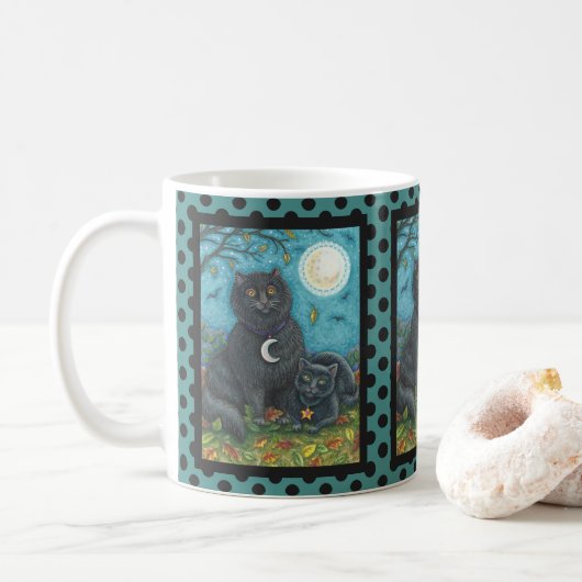 BUBO EN PYEWACKET BLACK CAT HALLOEEN MOK Stippen (Met donut)