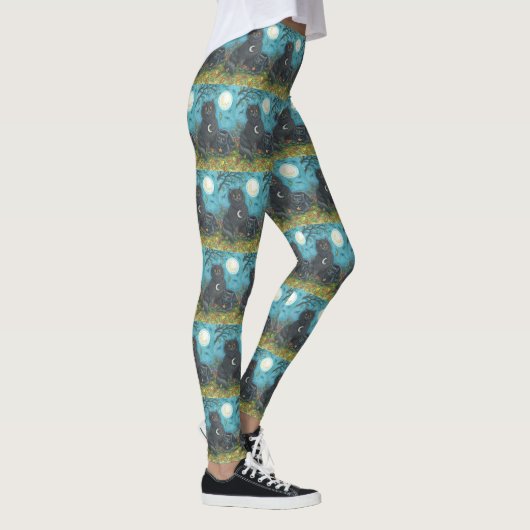 BUBO & PYEWACKET BLACK CAT HALLOIN LEGGINGS (Rechts)
