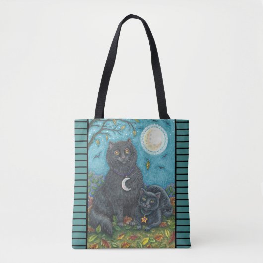 BUBO & PYEWACKET BLACK CAT SHOULDER CANVAS TAS (Voorkant)
