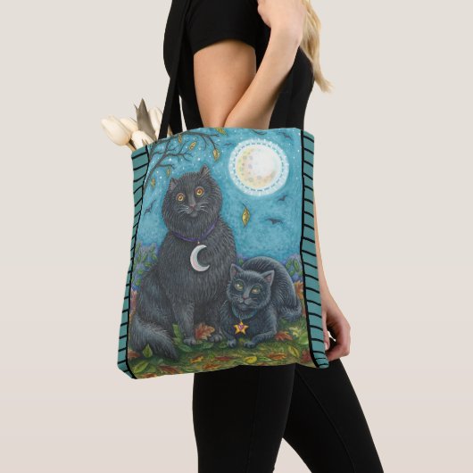 BUBO & PYEWACKET BLACK CAT SHOULDER CANVAS TAS (Dichtbij)