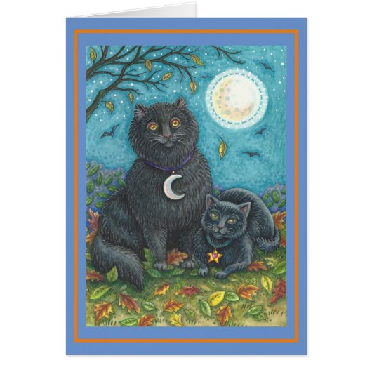 BUBO & PYEWACKET CHATS NOIRS, CARTE POSTALE EN ART (Devant)