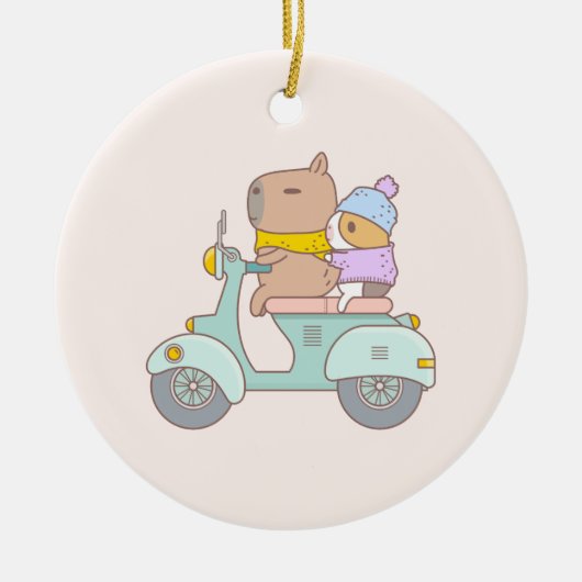 Bubu and Moonch, Scooter, Couple Initial Keramisch Ornament (Voorkant)