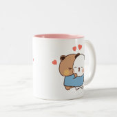 bubu en dudu Melk en Mocha Beren Kawaii paar Tweekleurige Koffiemok (Voorkant rechts)