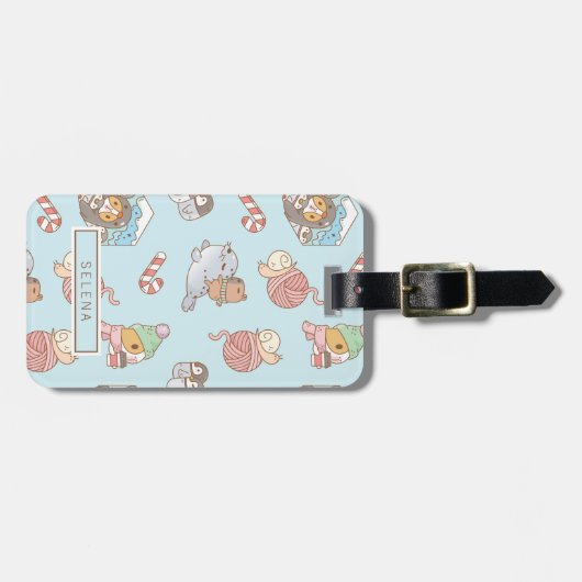 Bubu en Moonch, South Pole Holiday Pattern Bagagelabel (Voorkant horizontaal)