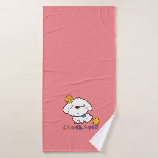 bubu et guagua (apso de Lhasa et petit poulet) (Serviette de bain)