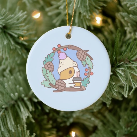 Bubu the Guinee Pig, Coffee Break Keramisch Ornament (Boom)