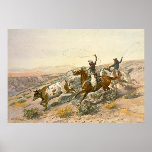 Buccaroos door Charles Marion Russell Poster (Voorkant)