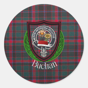 Buchan Schotse Clan Tartan & Wapen Ronde Sticker