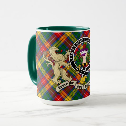 Buchanan Clan Badge & Tartan Gepersonaliseerde Mok (Voorkant links)