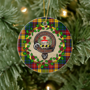 Buchanan Clan Badge & Tartan Persoonlijke mas Keramisch Ornament