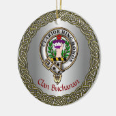 Buchanan Clan Badge & Tartan Thistle Personalized Keramisch Ornament (Links)