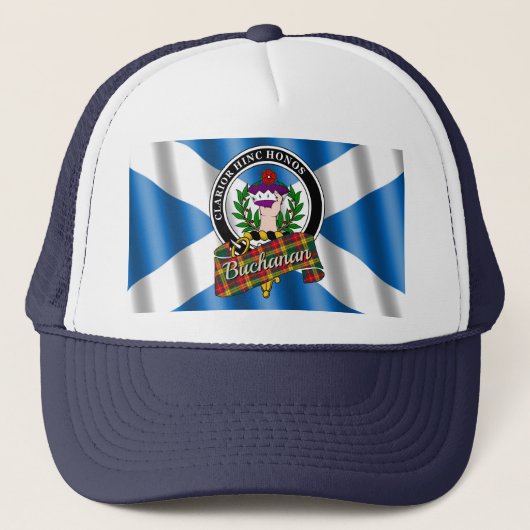 Buchanan Clan Badge & Tartan Trucker Hat Pet (Voorkant)