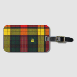 Buchanan Clan Plaid Scottish Pattern Monogram Bagagelabel