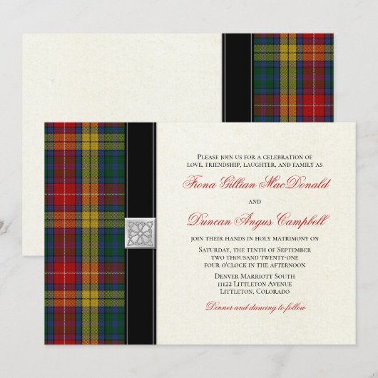 Buchanan Tartan Faire-part de mariage (Devant / Derrière)