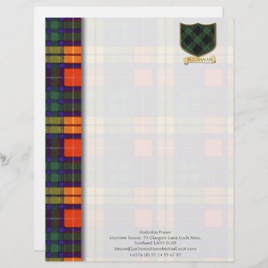 Buchanan tartan-ontwerppapier briefhoofd (Voorkant / Achterkant)