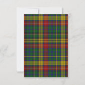Buchanan Tartan Plaid Wedding Carte RSVP (Dos)