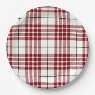 Buchanan tartan red white plaid papieren bordje