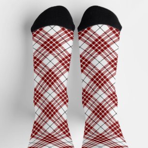 Buchanan tartan red white plaid sokken