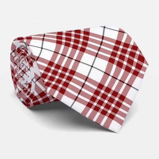 Buchanan tartan red white plaid stropdas (Opgerold)