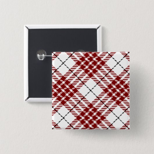 Buchanan tartan red white plaid vierkante button 5,1 cm (Voorkant /achterkant)