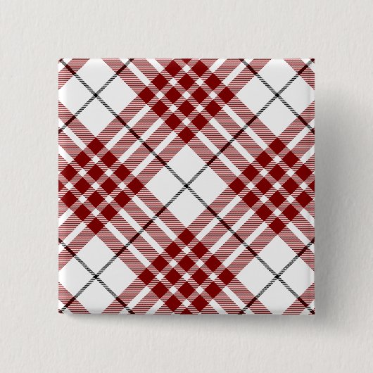 Buchanan tartan red white plaid vierkante button 5,1 cm (Voorkant)