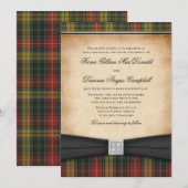 Buchanan Weathered Tartan Wedding Invitation Kaart (Voorkant / Achterkant)