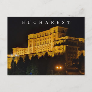 Bucharest Parlement Gebouw nachtbeeld ansichtkaart Briefkaart