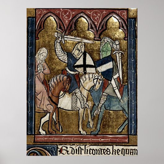 Buchmalerei Mittelchange Ritterschutz von Raubritt Poster (Voorkant)