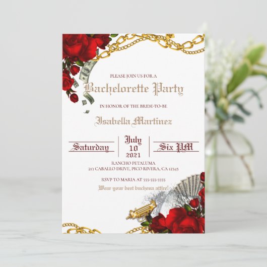 Buchona Bachelorette Party Invitation Mob Femme (Debout devant)