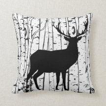 Buck and Doe Deer Birch Forest Sierkussen