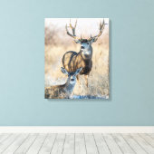 Buck Couple | Mule Deer Canvas Afdruk (Insitu (Houten vloer))