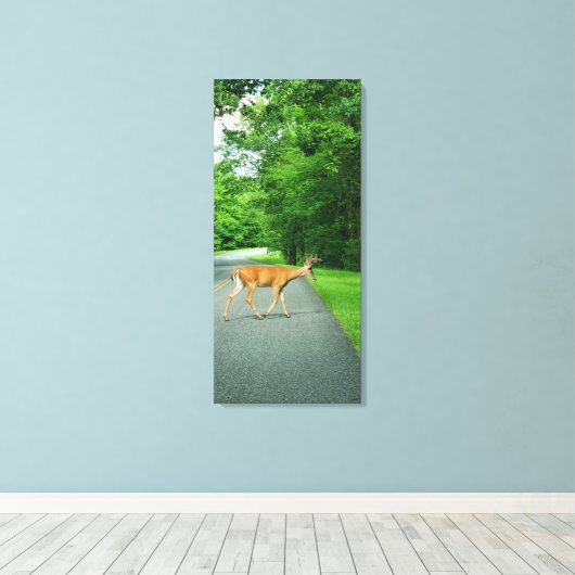 Buck Crossing Road Canvas Afdruk (Insitu (Houten vloer))