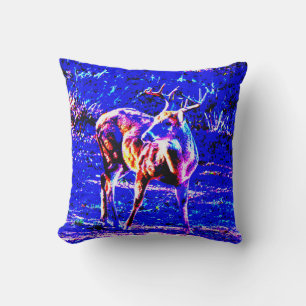 Buck Deer Art in Blue Hunter Sierkussen