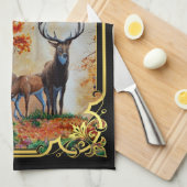 Buck Deer en doe in het herfst bos/fancy ontwerp Theedoek (Quarter Fold)