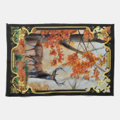 Buck Deer en doe in het herfst bos/fancy ontwerp Theedoek (Horizontaal)