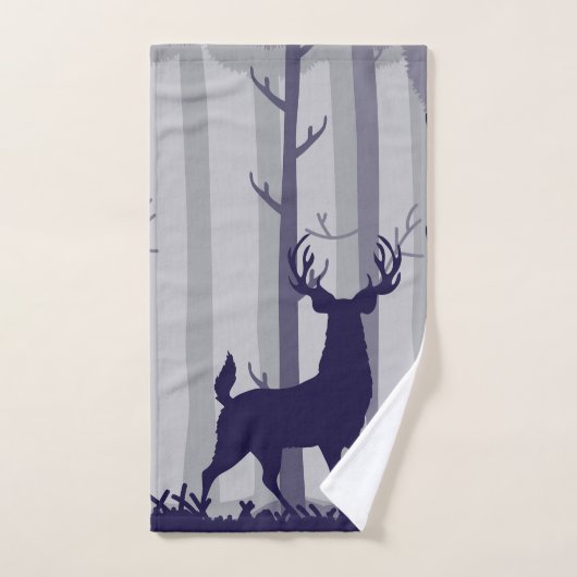 Buck Deer Foggy Forest Scene Bad Handdoek (Handdoek)