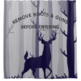 Buck Deer Foggy Forest Scene Douchegordijn