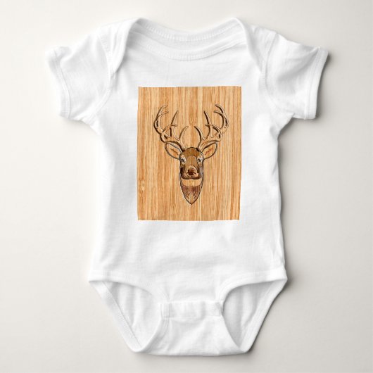 Buck Deer Head Wood Gray Style Romper (Voorkant)
