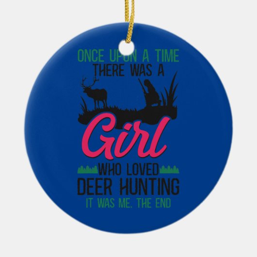 Buck Deer Hunter Girl  Keramisch Ornament (Voorkant)