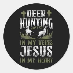 Buck Deer Hunter Jesus Faith Deer Ronde Sticker