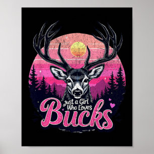 Buck Deer Hunting Hunter Girl Hunt Poster