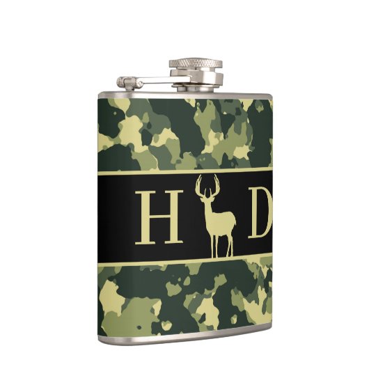 Buck Deer Hunting Monogram Initialen Heupfles (Rechts)