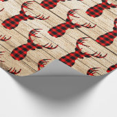Buck Deer Hunting Red Black Pset Kerstmis Wrappi Cadeaupapier (Hoek)