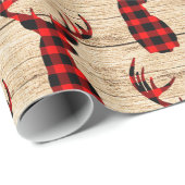 Buck Deer Hunting Red Black Pset Kerstmis Wrappi Cadeaupapier (Rol Hoek)