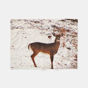 Buck Deer in de sneeuw Fleece Deken