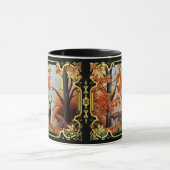 Buck/doe hert in herfst bos/fancy ontwerp mok (Midden)