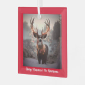 Buck en Kerstmis Lichten Rood Glas Ornament (Voorkant links)