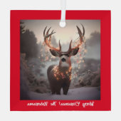 Buck en Kerstmis Lichten Rood Glas Ornament (Achterkant)